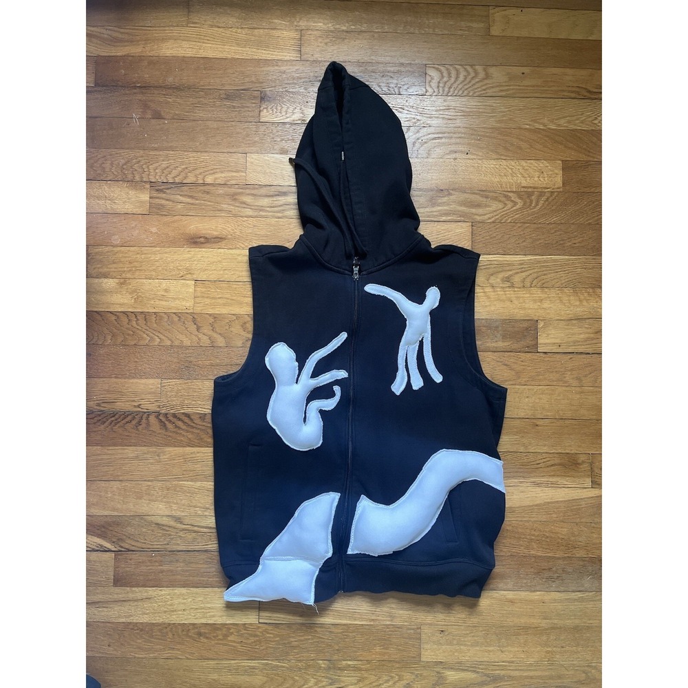 CUSTOM STREETWEAR MEN's Black  Vest 3D puff Aliens 👽 Design Size M - Handmade
